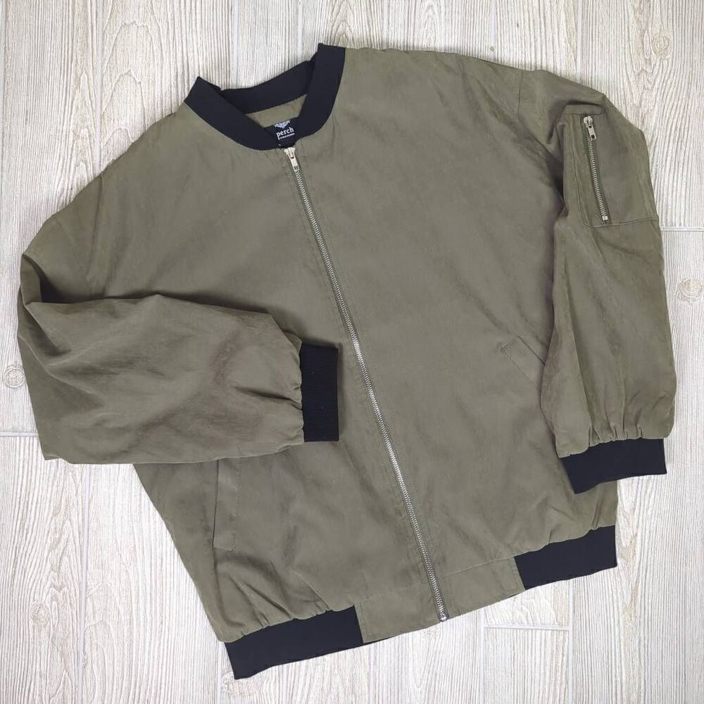 Perch by Blu Pepper Women’s 3XL XXXL Army Green Full Zip Bomber Jacket Coat